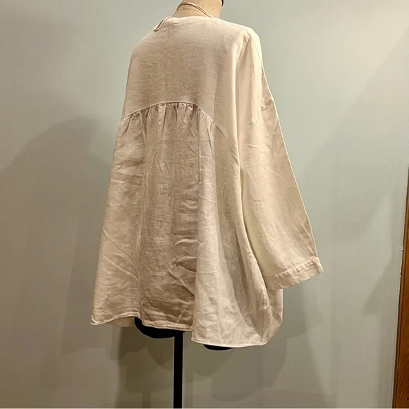 Zara White Linen V-Neck Tunic Top. Size XL. Excellent used condition. - Picture 7 of 12
